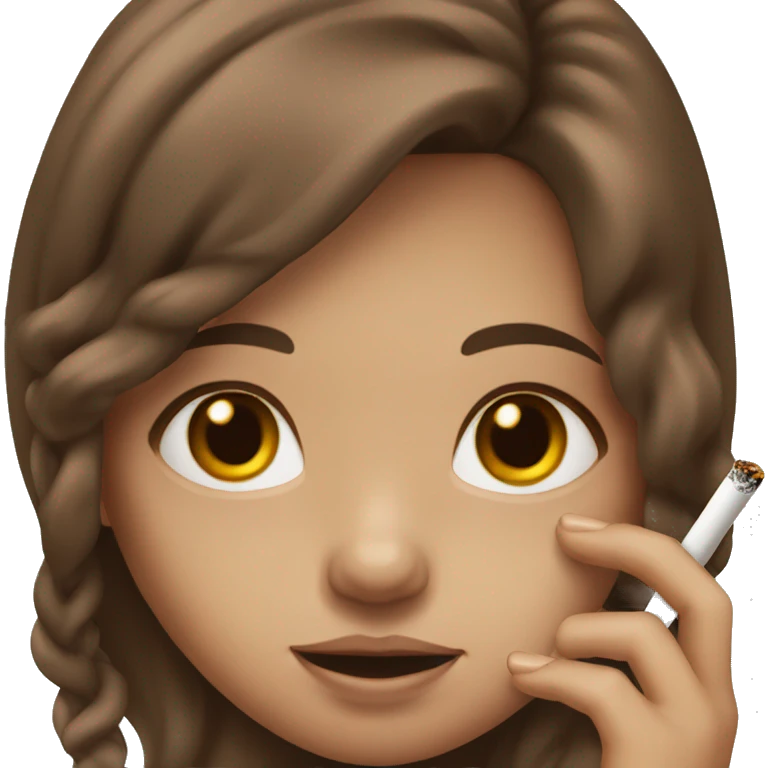 girl with long brown hair holding a cigarette  emoji