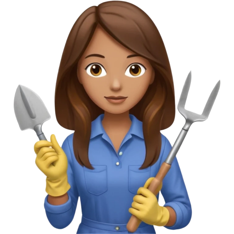 long brown hair woman Gardening emoji