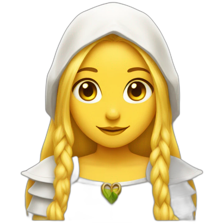 face of elf girl, white clothes, yellow long hair emoji