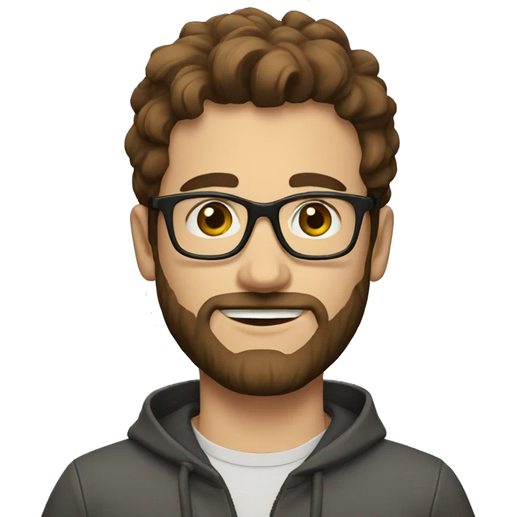 men, short brown hair, short beard, glasses emoji