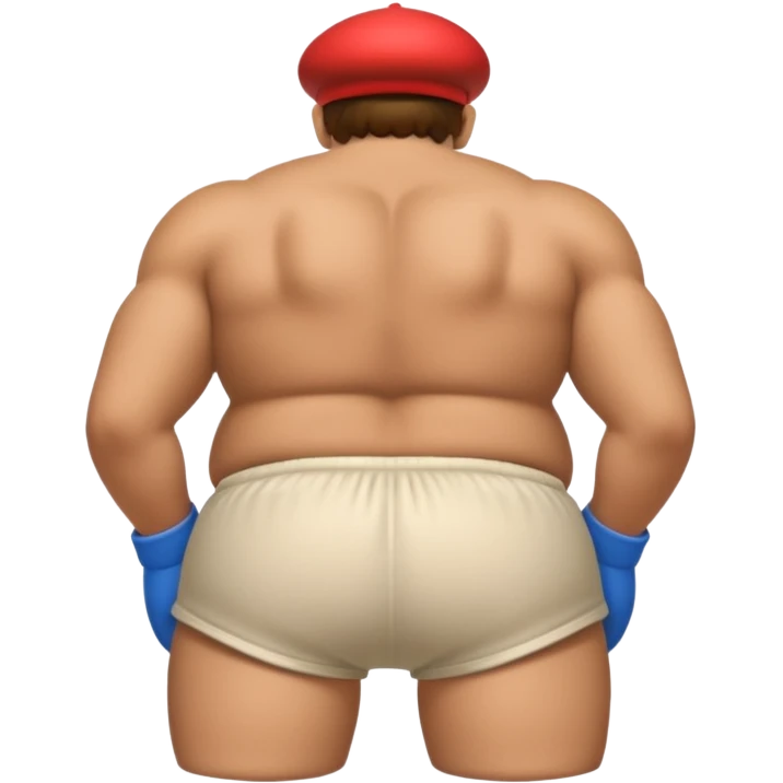 back view of super mario with no pants, huge buttcheeks out  emoji