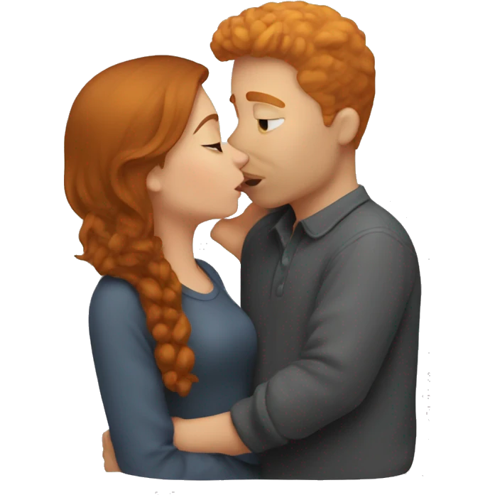 Brown hair girl kissing ginger guy emoji