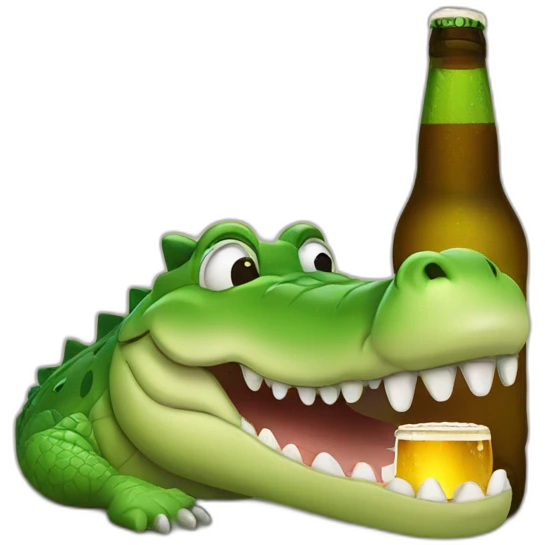 crocodile drinking beer emoji