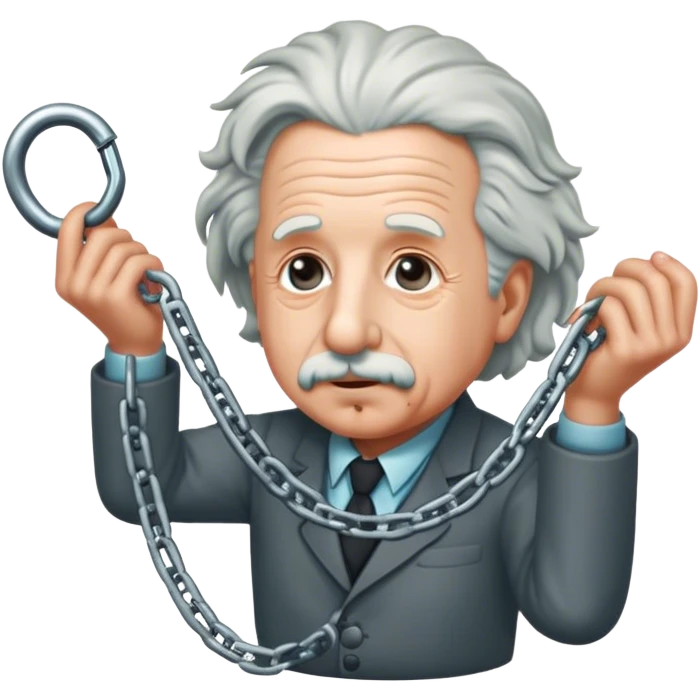 Albert einstein pulling on a chain emoji