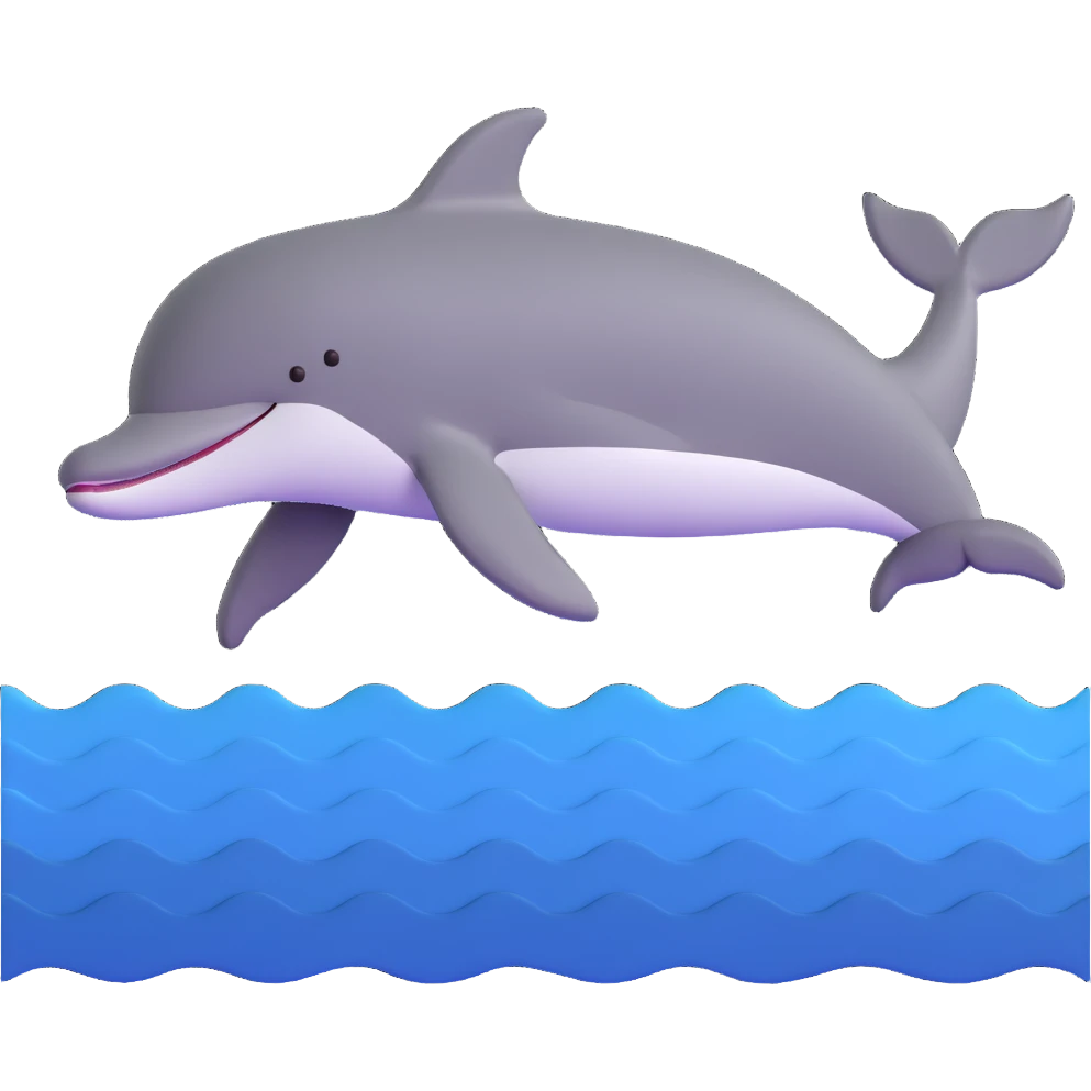 swimming dolphin in ocean waves emoji