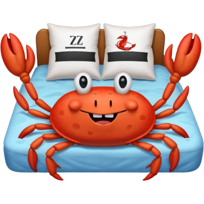 misters Krabs from SpongeBob sleeping in a bed and there floating zzz signs emoji