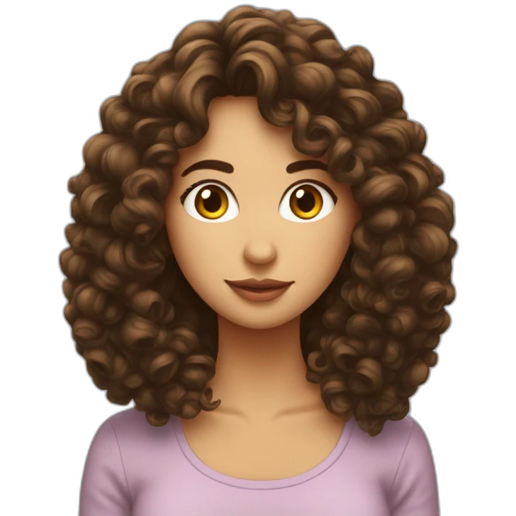 Une meuf brune avec des cheveux bouclé   emoji