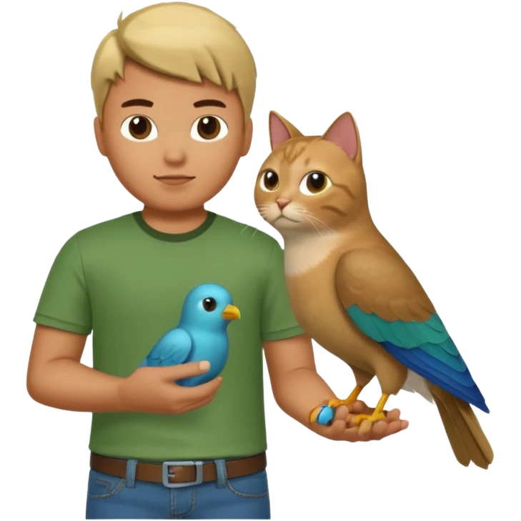 a roblox noob with a pet cat bird emoji