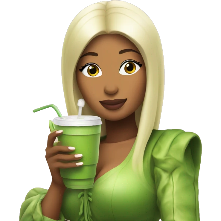 Nicki Minaj drinking Matcha emoji