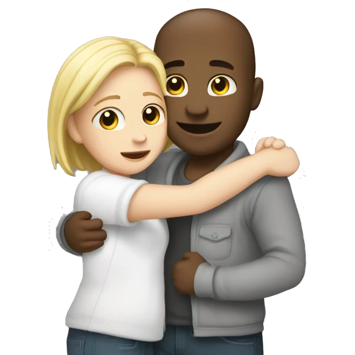 Hug white cuple her and  emoji