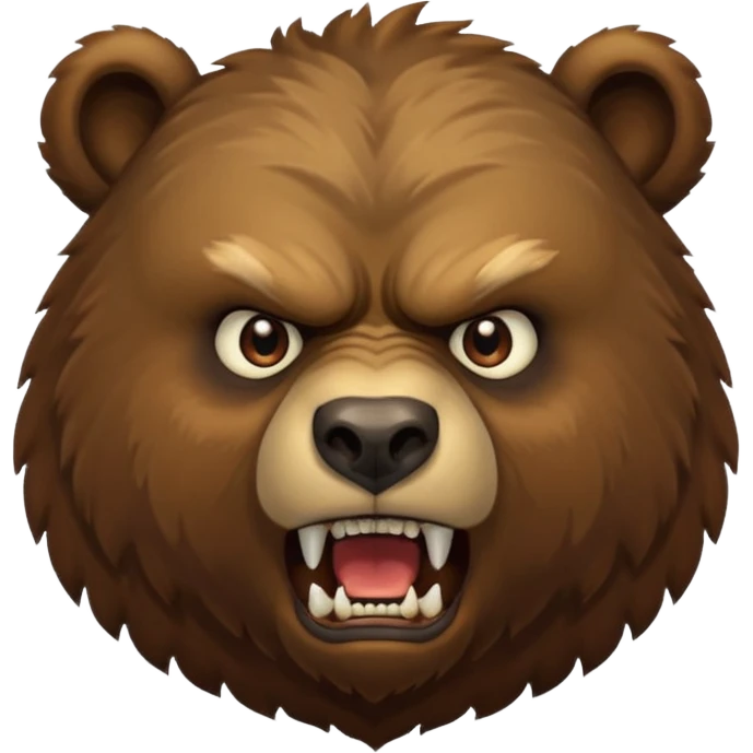 An ancient bear, forest guardian, aggressive angry, front profile, face portrait focus emoji