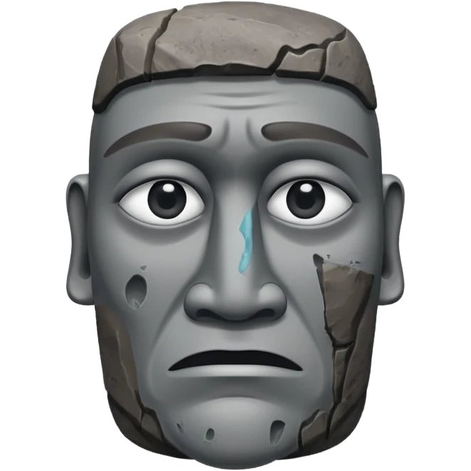 the easter island stone guy with a tear in its eye emoji