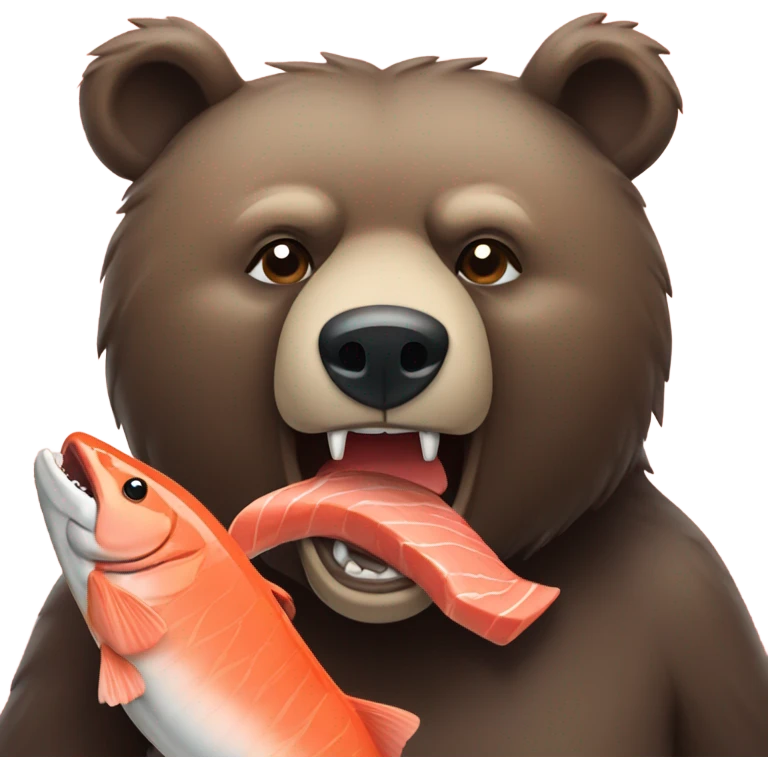 A bear holding a salmon in its mouth emoji