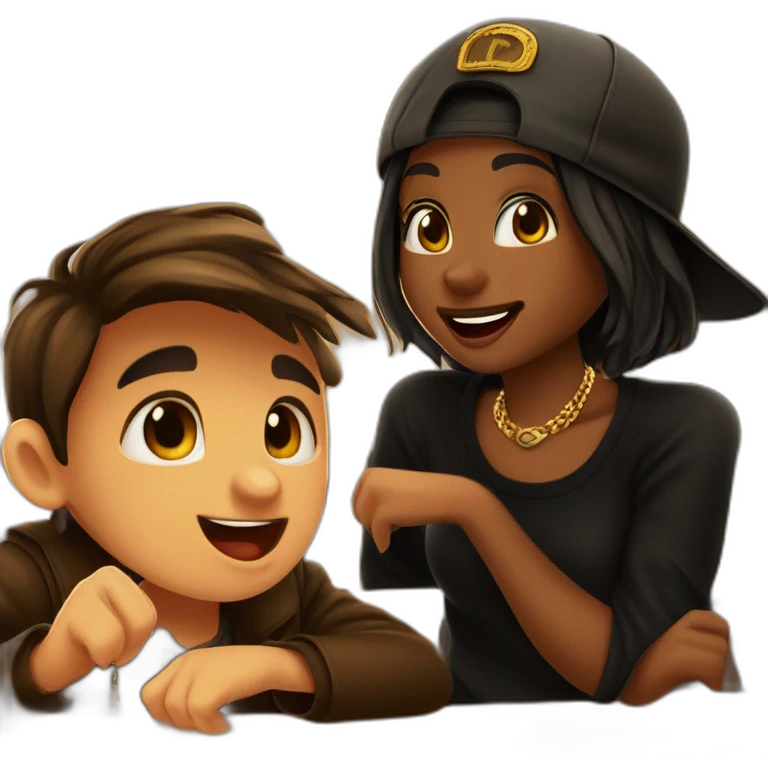 happy duo in black outfits emoji