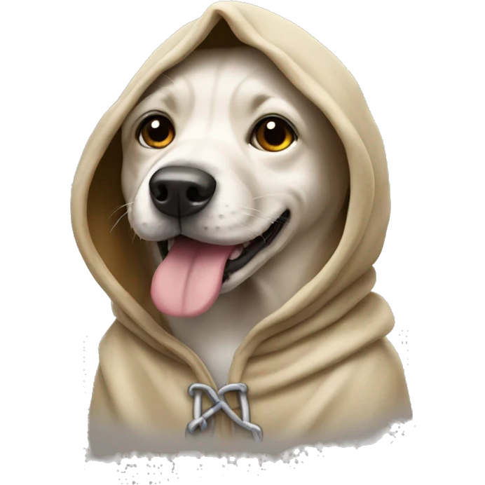 Dog wearing hodie emoji