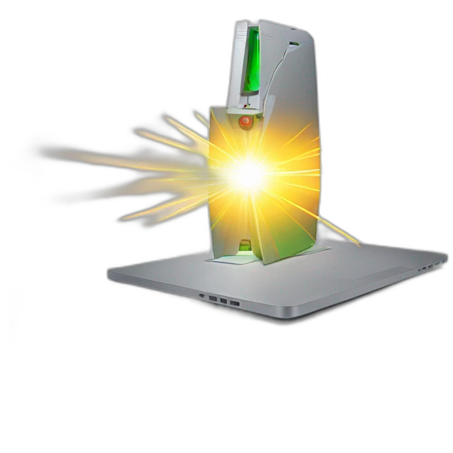 laser beam coming out of a macbook emoji