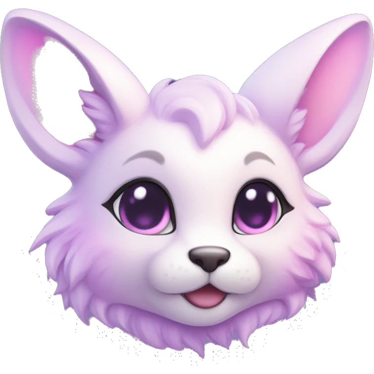 Kawaii cute colorful bright light pastel lilac-pink-white-gradient fantasy ethereal anthro fursona animal creature emoji