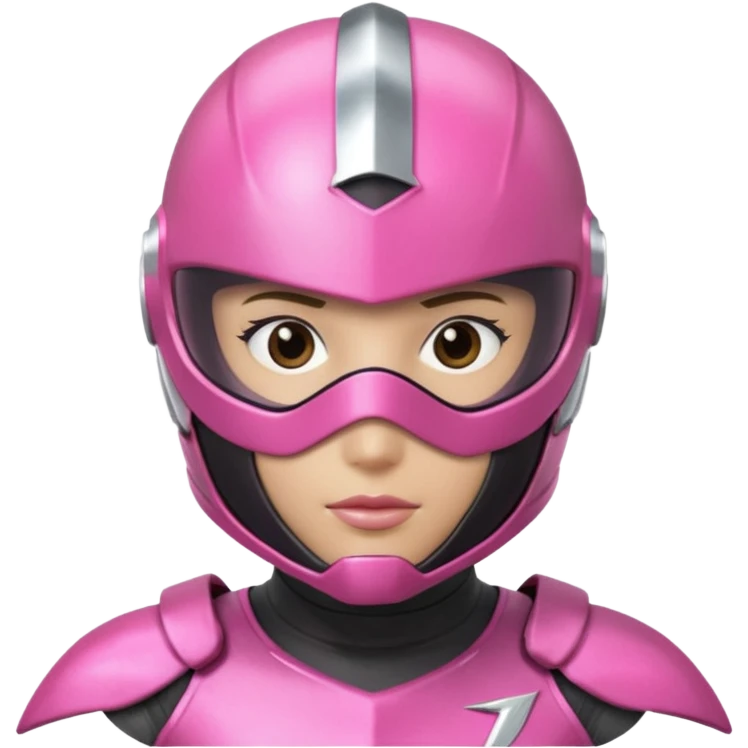 Pink ranger with face covered helmet emoji