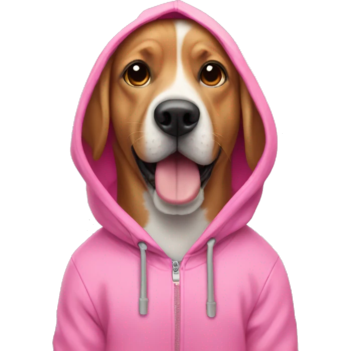 Dog wearing a pink hoodie emoji