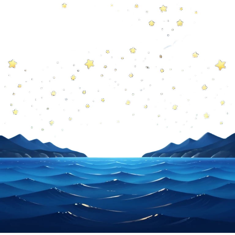 Night sky with stars over ocean no mountains emoji