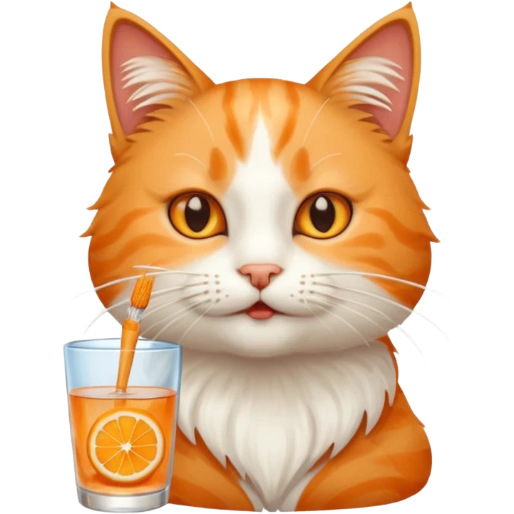 Cat drinking water with a tooth pick emoji