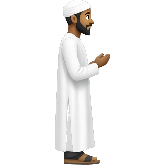 sideview of a bearded muslim man in a white thobe walking. emoji