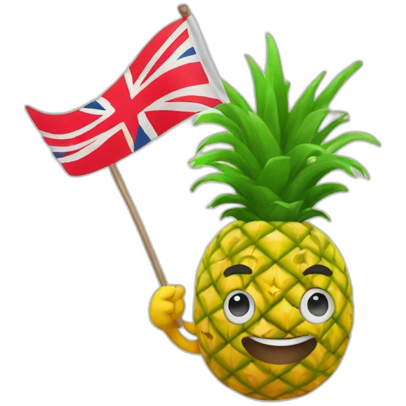Supporter with a flag with an ananas  emoji