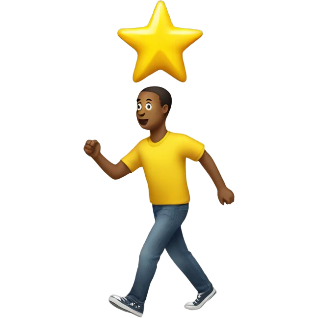 A yellow star with legs, walking emoji