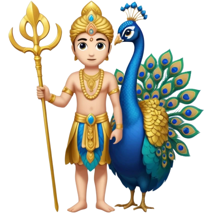 Give Lord murugan with blue peacock and vel staff as keypad emoji give as copy paste sticker in keyboard  emoji
