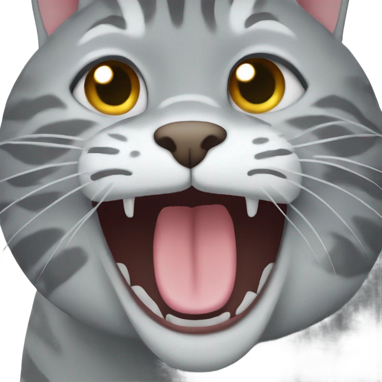Grey tabby cat hissing  emoji