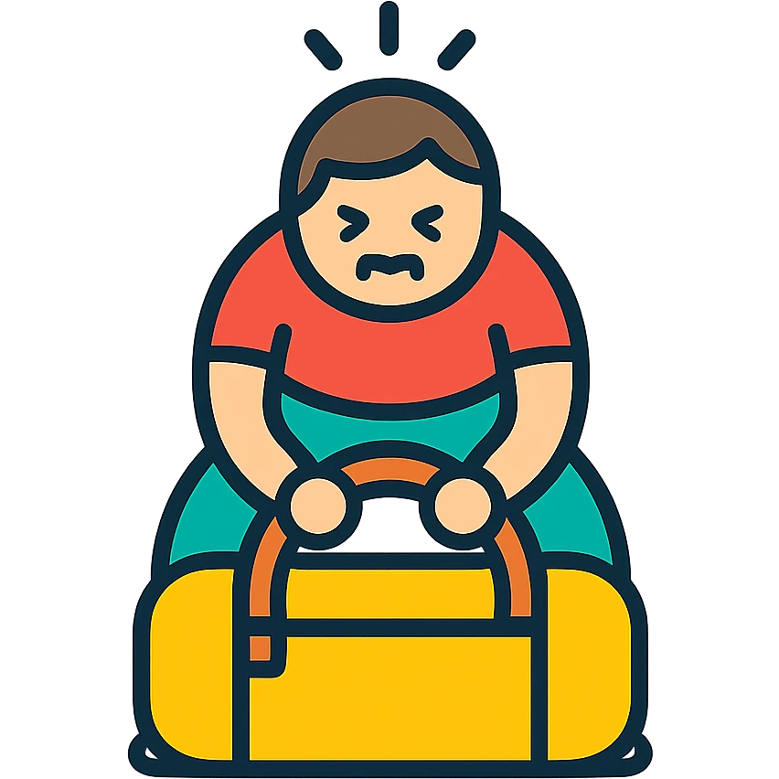 a sportsman is struggling to lift a gymbag emoji