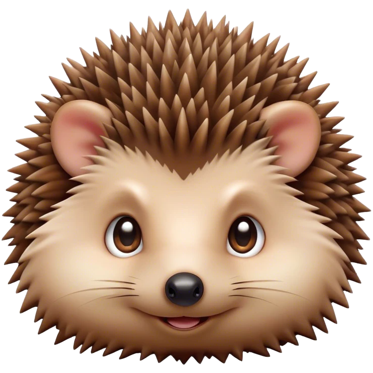 Cinematic Cute Hedgehog Portrait Emoji, Head tilted playfully and inquisitively, featuring a fluffy, spiky brown Fur with an irresistibly cute, round face and tiny ears, round, sparkling eyes filled with curious wonder, Simplified yet irresistibly adorable features, highly detailed, glowing with a warm, friendly glow, high shine, affectionate and quirky, stylized with a touch of woodland whimsy, bright and endearing, soft glowing outline, capturing the essence of a mischievous yet loving hedgehog, so playful it feels like it could roll out of the screen and into your arms! emoji