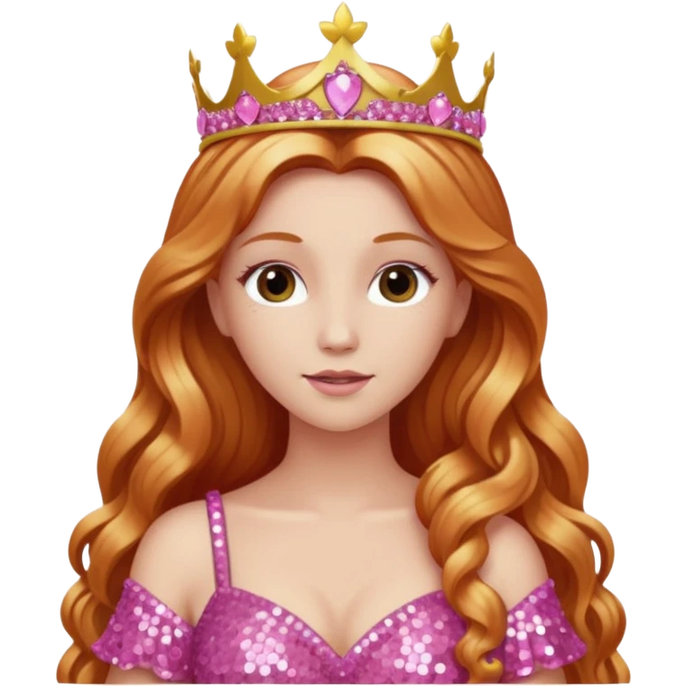 Venus, Goddess of Love from Gods and Goddesses with long reddish blonde hair, pink sequin outfit emoji