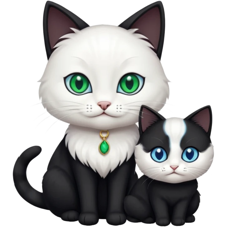 Black cat play with white cat emoji