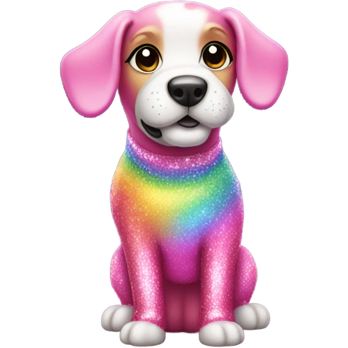 Pink sparkly dog with rainbow boots  emoji