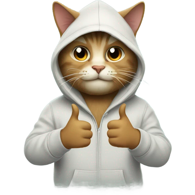 Cat with beard and hoodie , thumbs up emoji