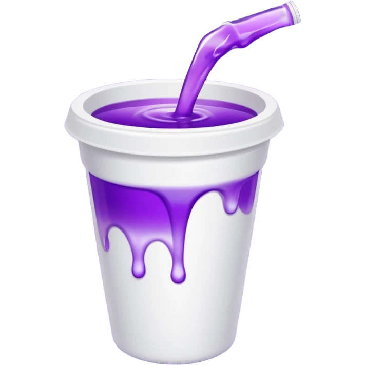 a white styrofaom cup with purple liquid that is tipped over with the liquid slightly pouring out emoji