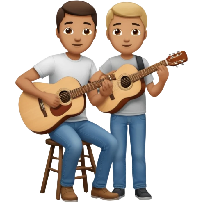 Man playing guitar to his son  emoji