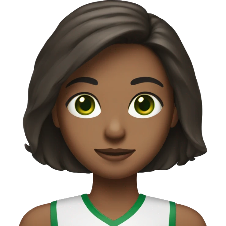 Brunette with green eyes on a sports simulator emoji