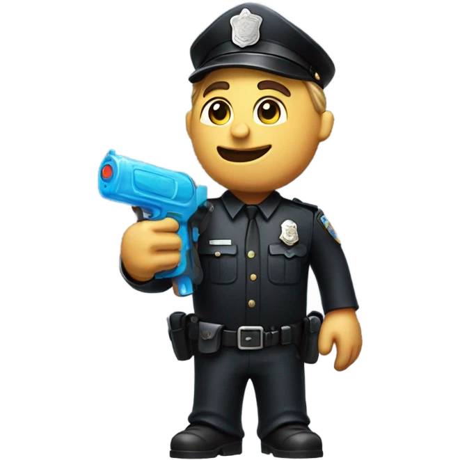 Cop holding water gun to the left emoji