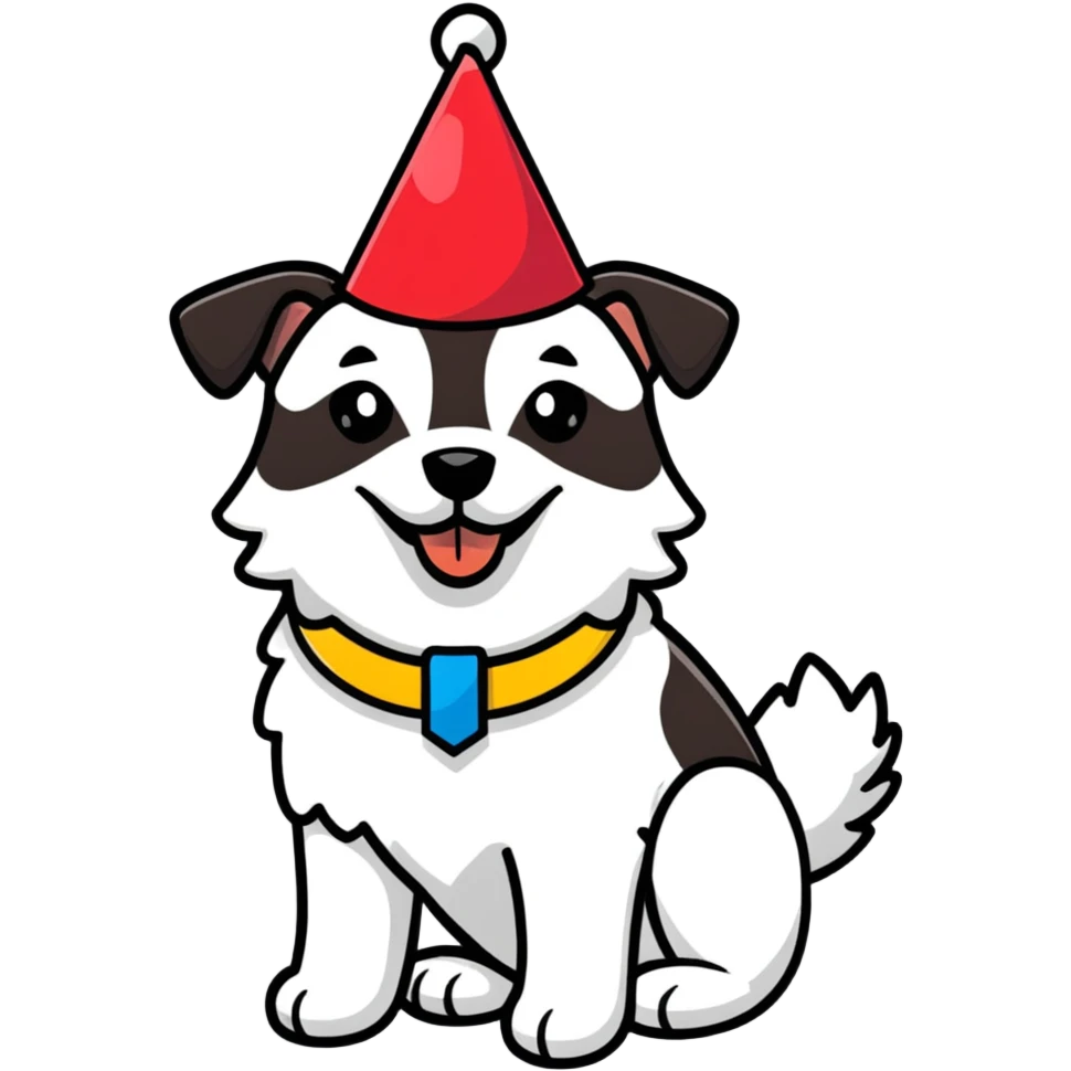 dog wearing a birthday hat emoji