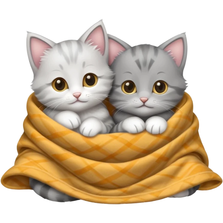 Two kittens snuggling cozy in blanket emoji