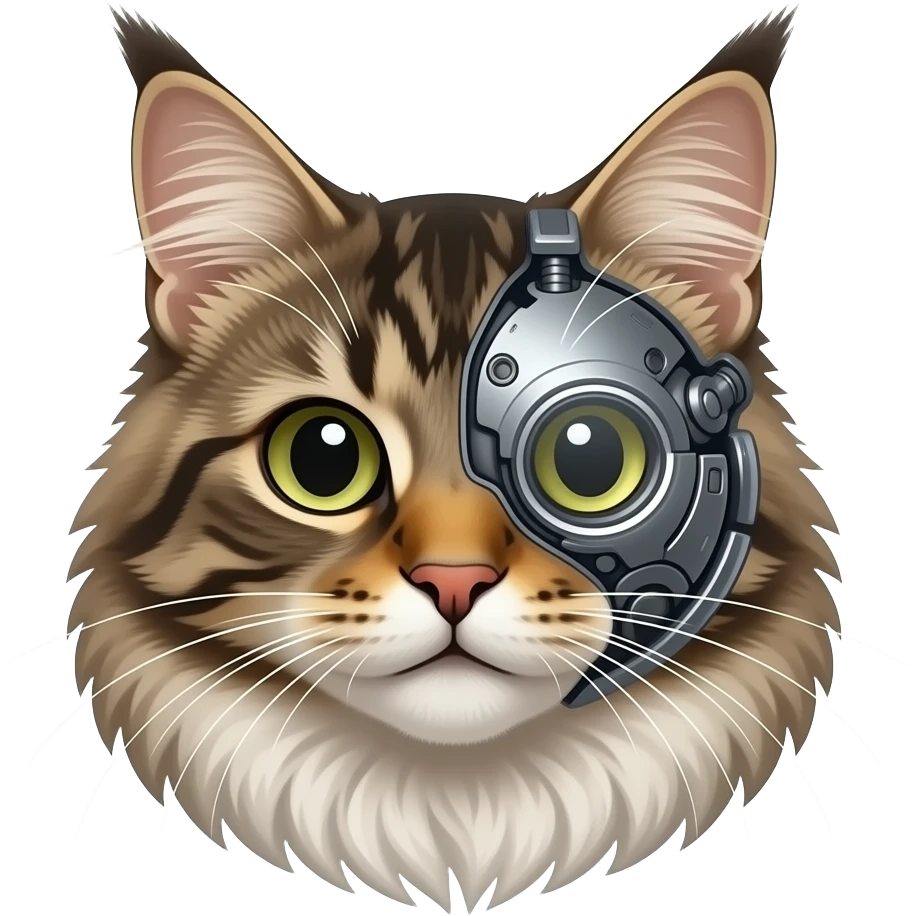 cyborg kitty emoji face maincoon emoji