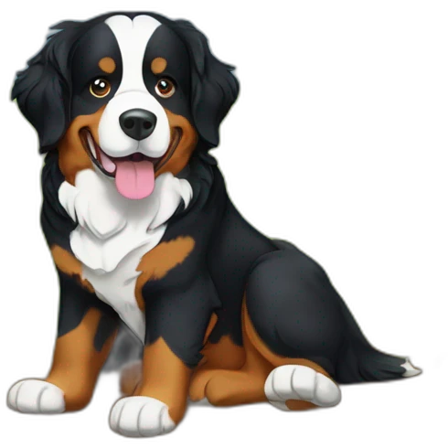 bernese mountain dog digging in the field emoji