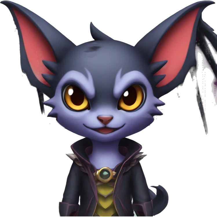  Kawaii Edgy Cool Vampiric Beautiful Noivern-Nargacuga-Litten with big Bat Ears full body emoji