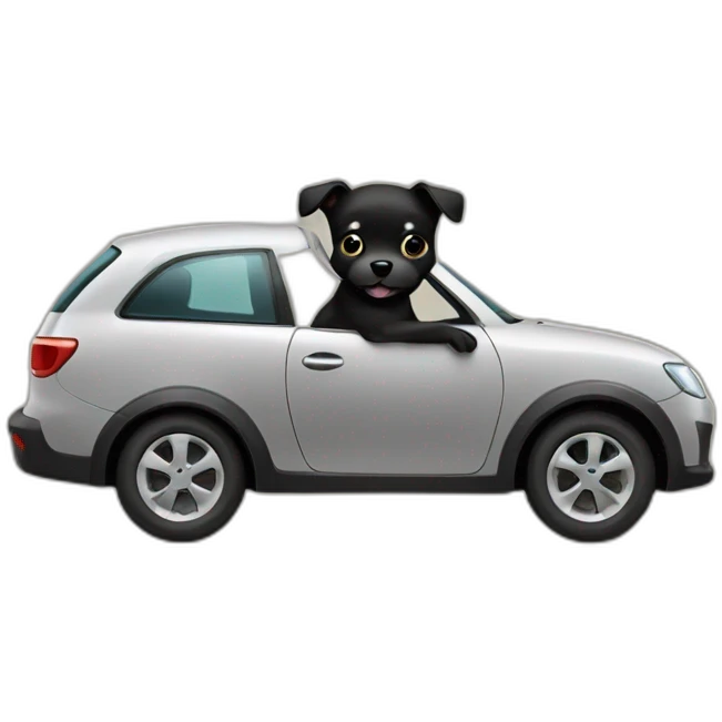 little black dog driving a car emoji