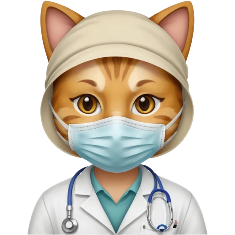 doctor cat, dust mask emoji