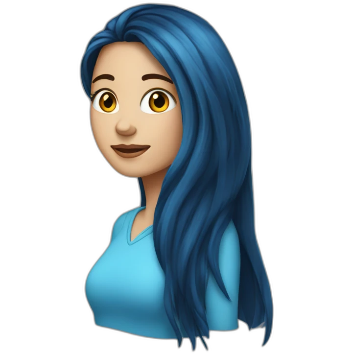 Brunette-Girl-with-long-blue-front-hair emoji