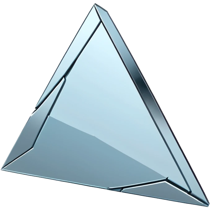 broken mirror shard emoji, sharp chrome edges, high contrast reflections, futuristic minimal 3D style, isolated on white emoji