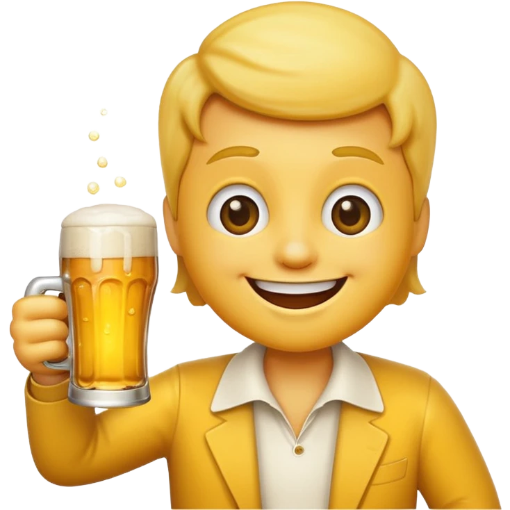 Smiling emoji holding a beer emoji